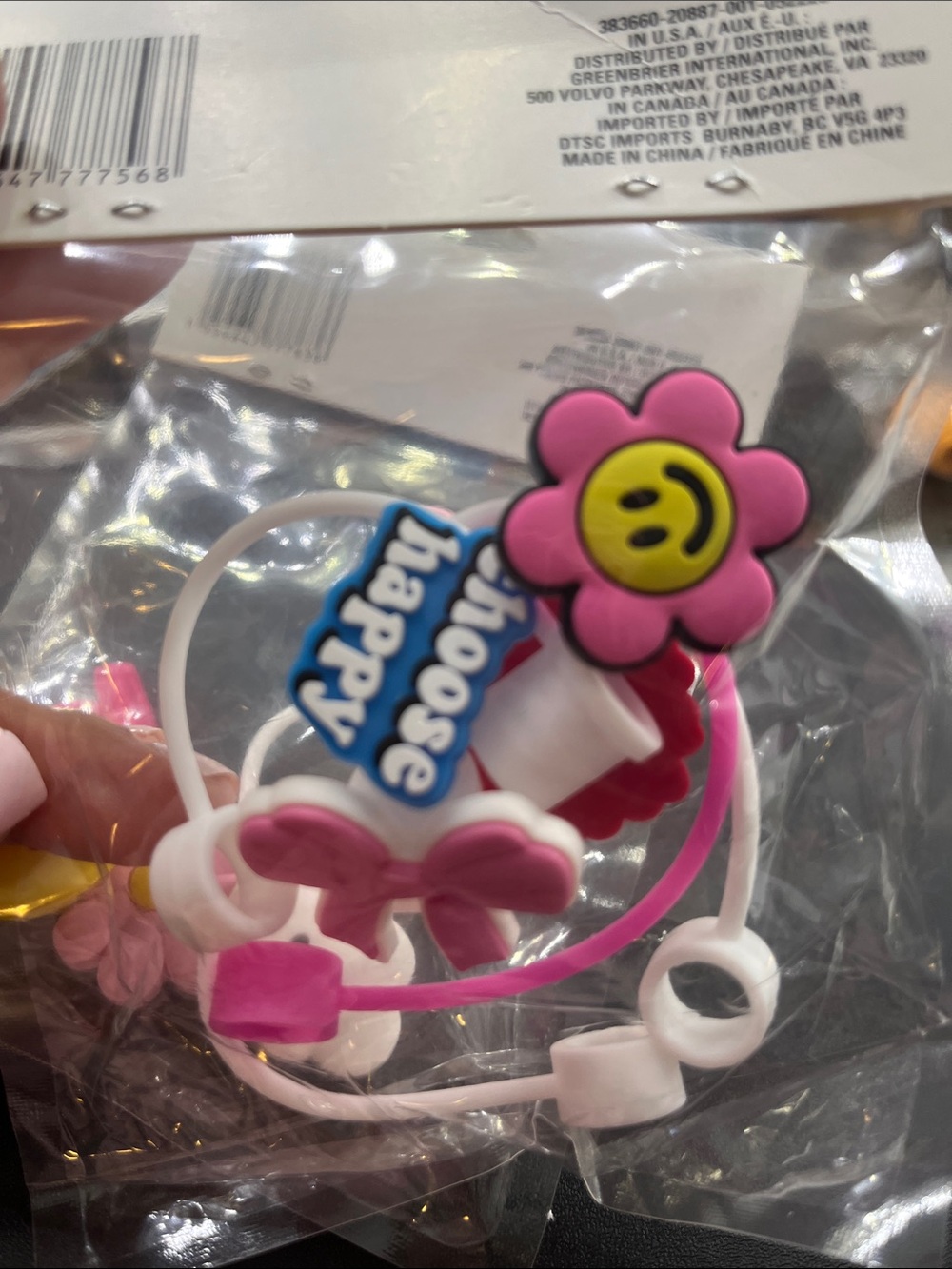 Happy Flower Pink Smiley silicone straw covers Accessories